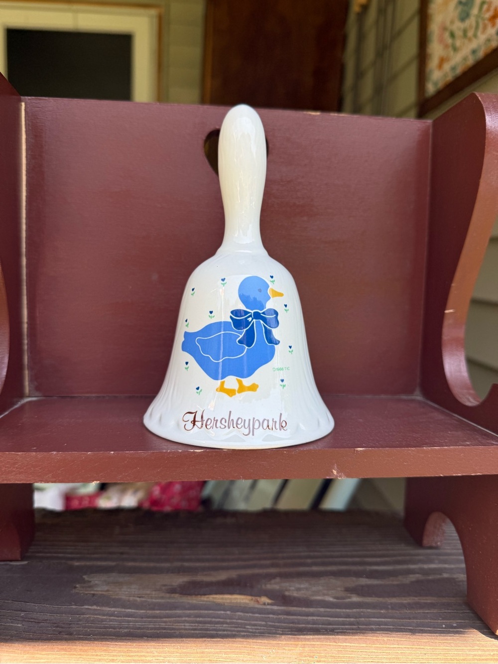 Vintage Hersheypark Ceramic Bell with Blue goose Motif